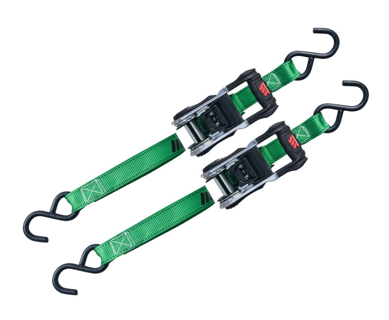 1,500-lb Ratchet Tie Down Straps, with Padded Handle, 1-in x 10-ft, 2-pk N5730
