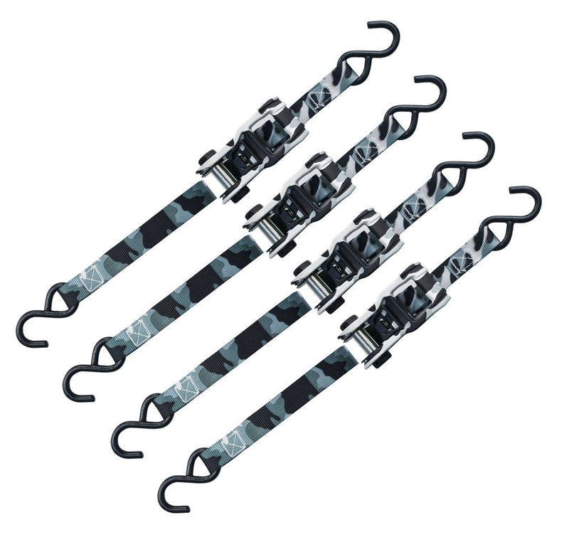 1,500-lb Snow Camo Ratchet Tie Down, 1-in x 10-ft (2.5 cm x 3.05 m), 4-pk S8624