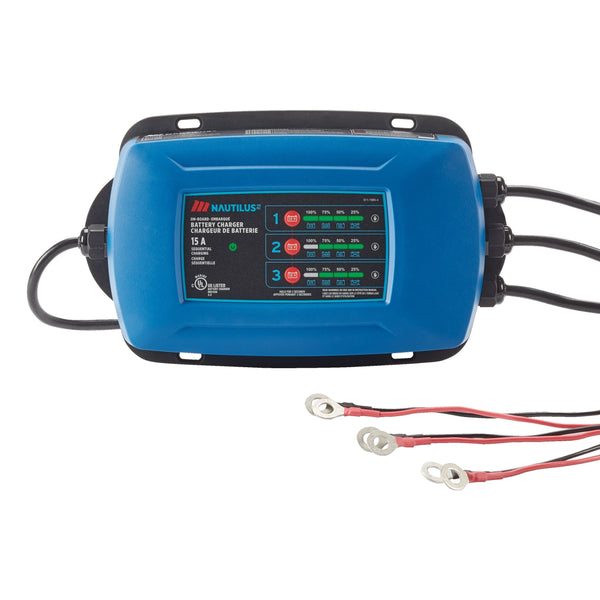 Nautilus 3-Bank Onboard Smart Battery Charger/Maintainer, Fully Automatic, 15-Amp, 12V L7210