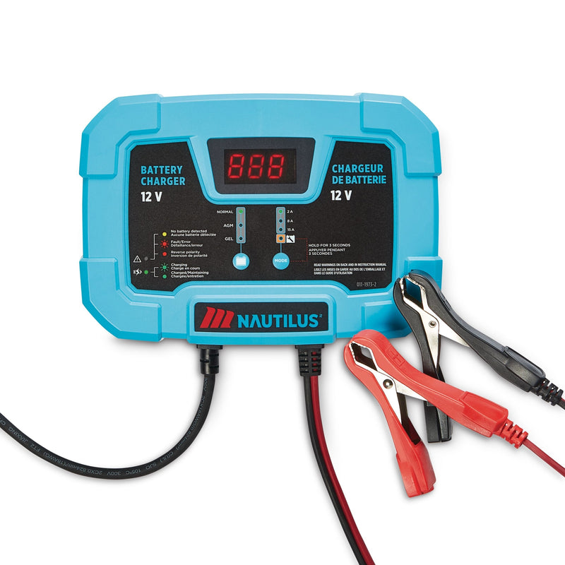 Nautilus Smart Battery Charger/Maintainer, 15/8/2-Amp, 12V O6421