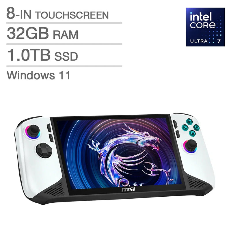 MSI CLAW 8 AI+ A2VM Polar Tempest Edition 8-in Touchscreen Handheld Gaming Computer, Intel Core Ultra 7 258V - 32GB RAM, 1TB SSD, Intel Arc G2837