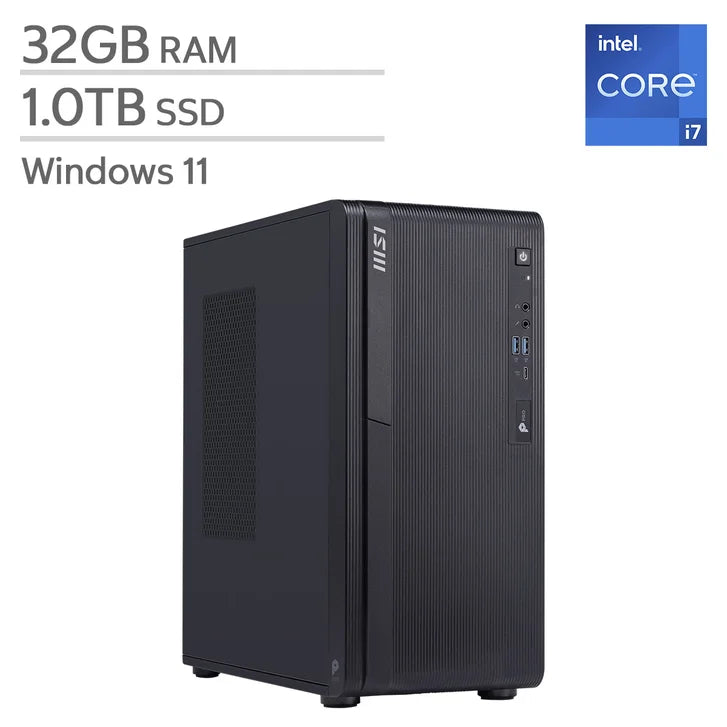 MSI PRO DP180 Desktop Computer, Intel Core i7-14700F - 32GB RAM, 1TB SSD, 8GB NVIDIA GeForce RTX 5060 S7088
