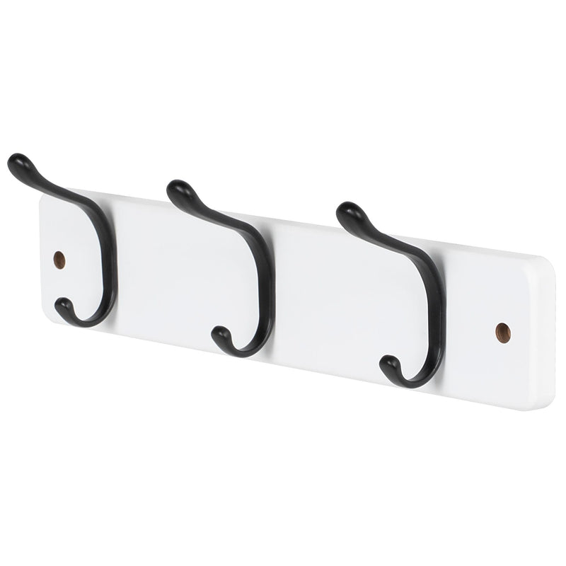 13.6" Modern Wall 3 Hook Rack, White B2152