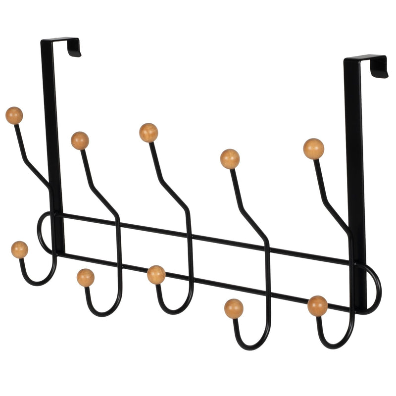 19" Over The Door Metal 5 Hook, Black Y4416