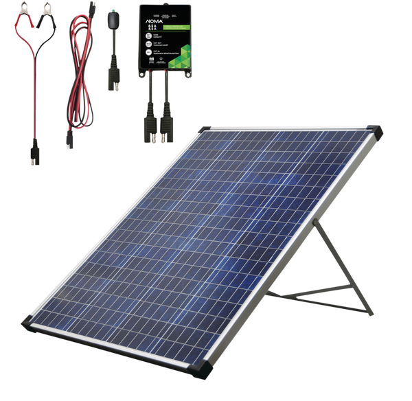 100 Watt, 12V Crystalline Solar Panel Kit with Stand and Charge Controller K4783