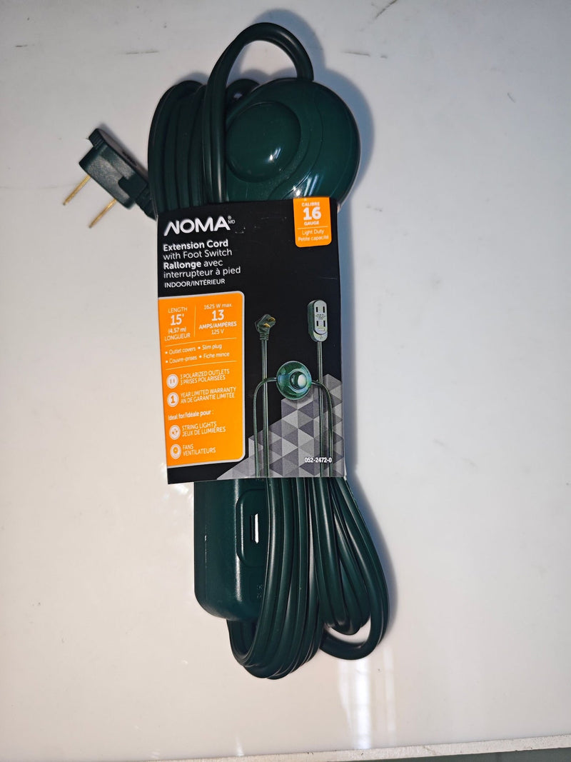 14-ft 7-in 16/2 Indoor Extension Cord, ON/OFF Foot Switch, Green B4528