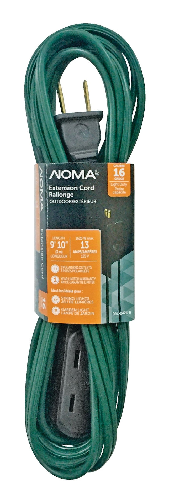 16/2 Outdoor Extension Cord with 3 Outlets, Green O0493