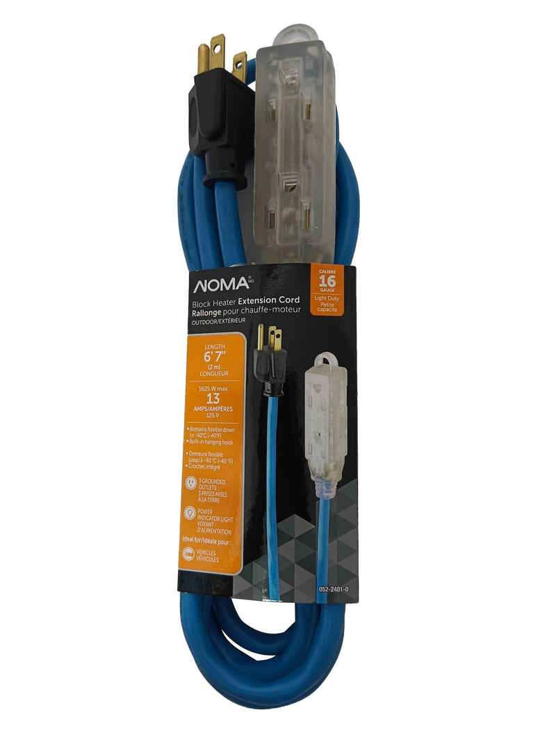 16/3 13 Amp All-Weather Block Heater Cord with Lighted End, Blue O7803
