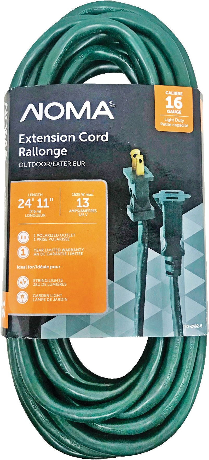 24-ft 11-in 16/2 Outdoor Extension Cord with 1 Outlet, Green F3336