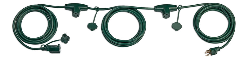 25-ft Outdoor Extension Cord, 3 Outlets, Safety Cover, Green U3653