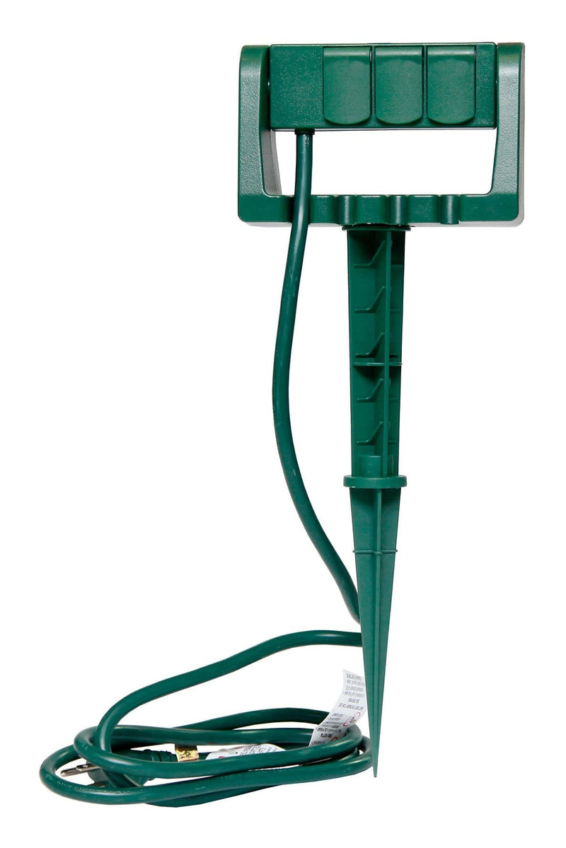 3-Outlet Outdoor Power Stake with 6-ft Cord, Green B591