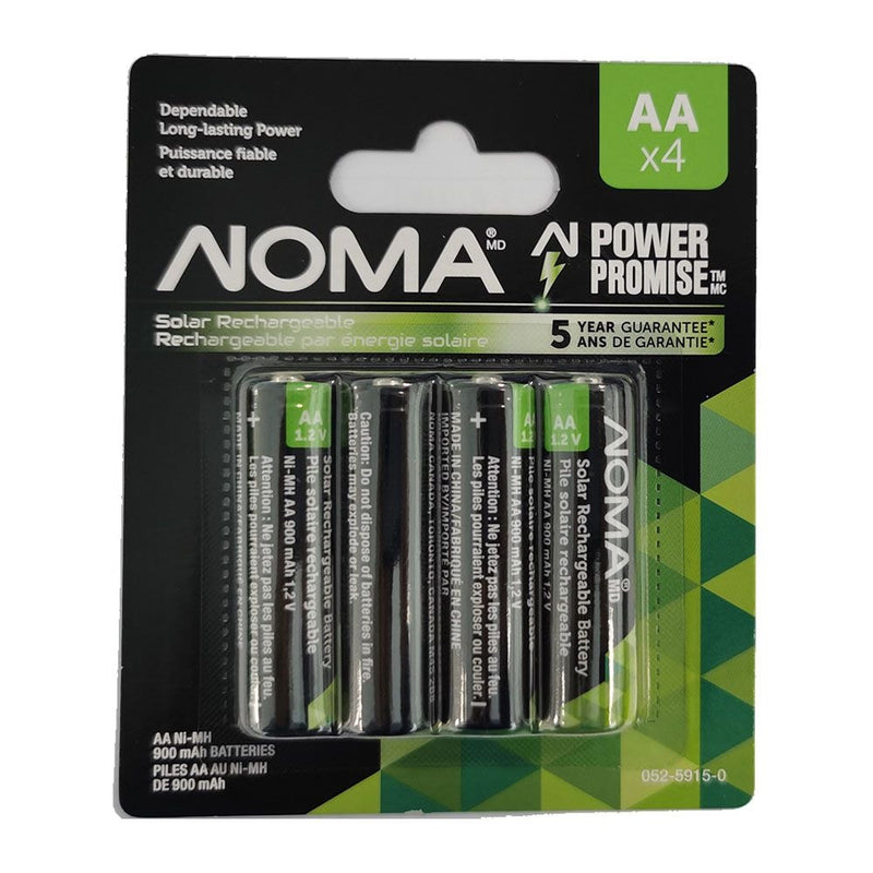 900mAh AA Solar Rechargeable Batteries, 900mAh, 4-pk C0658