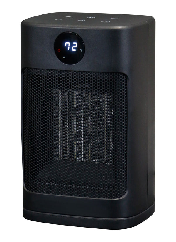 Digital Electric Personal Ceramic Heater with Remote, 1500W, Black V2226