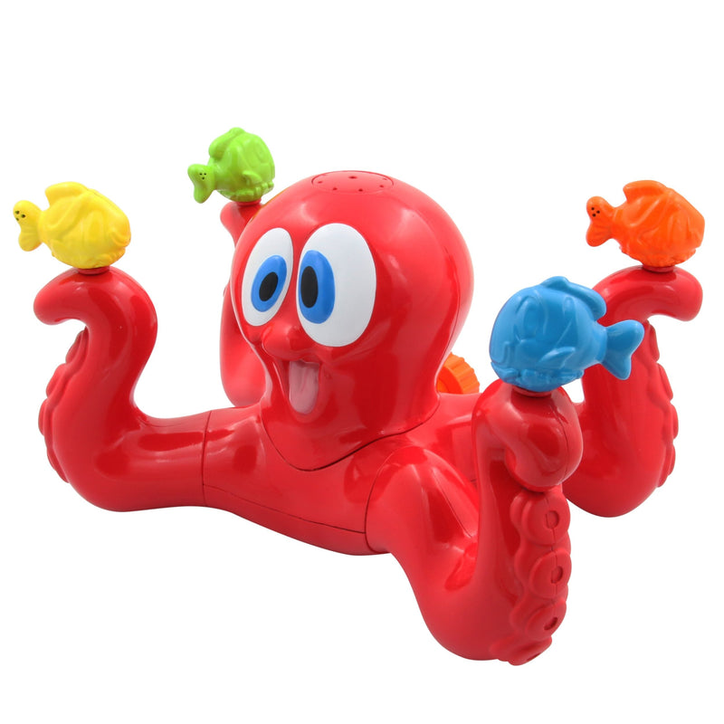 Octopus Spinning Sea Splash Water Sprinkler, Red, 5.5-in, Ages 3+, for Beach/Pool Fun Activities Q7019