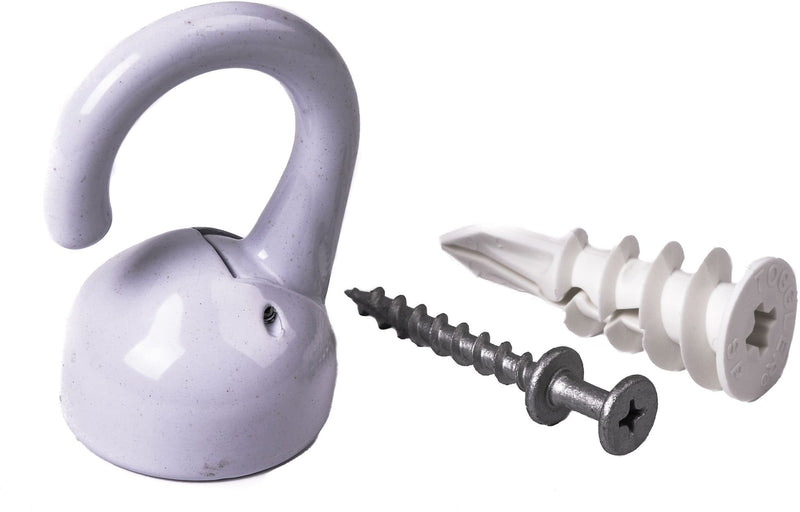 Elephant Ceiling Hook, 360 Swivels, Tool-Free, 100-lb Capacity, White E0279
