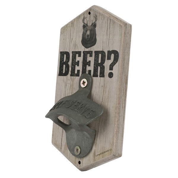Open Road Brands "Beer" Bear Decorative Bottle Opener, Wood/Metal, Brown L6034