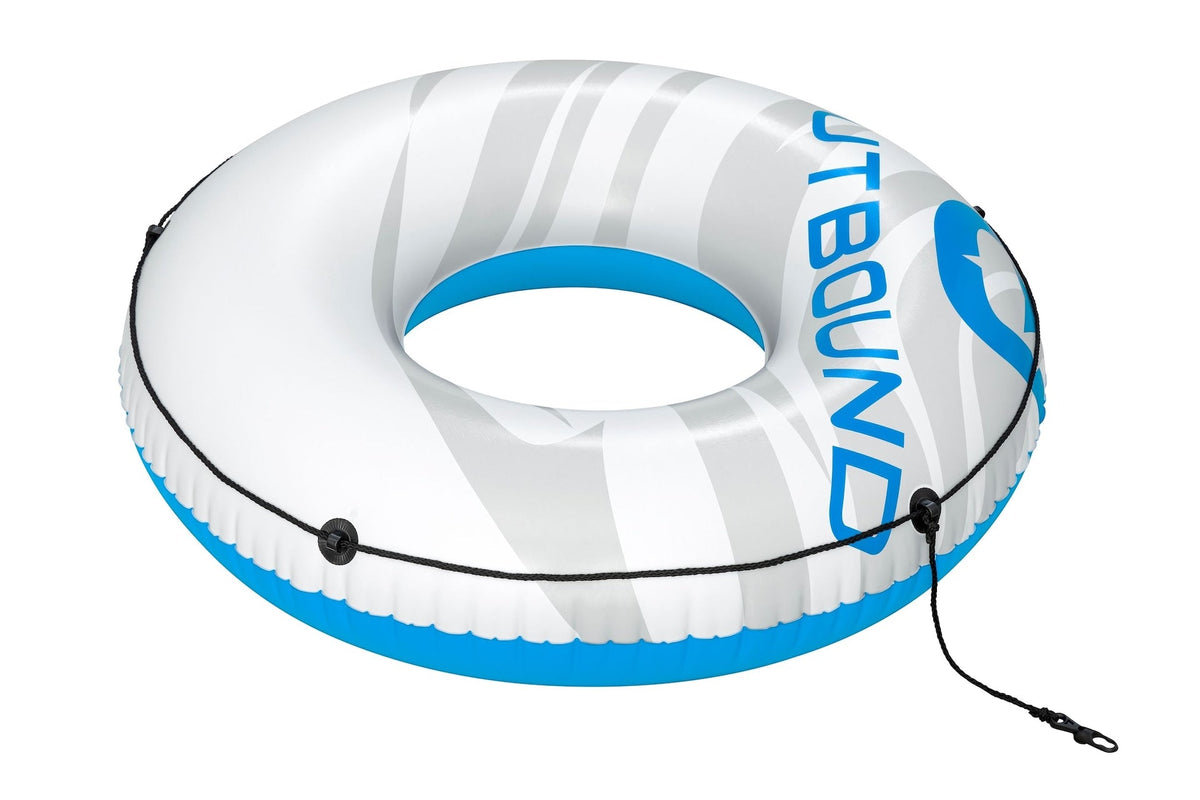Inflatable Floating River/Lake Connectable 1-Person Tube/Ring, White/Blue, 47-in