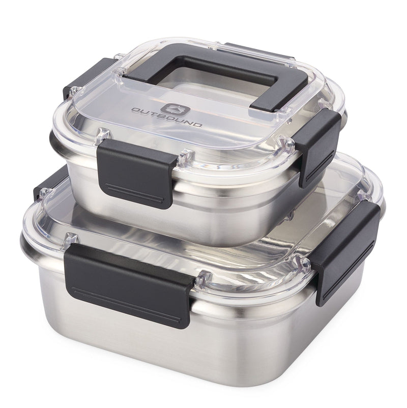 Leakproof Stainless Steel Food Storage Container with Lid, Clear/Black, 2-pk K0093