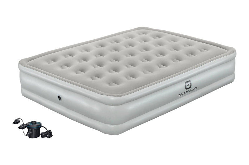 Queen Flocked Double-High Inflatable Air Mattress/Airbed with 110V Pump & Carry Bag I855