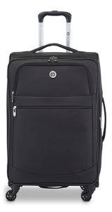 Softside Spinner Wheel Medium Travel Luggage Suitcase, Black, 24-in