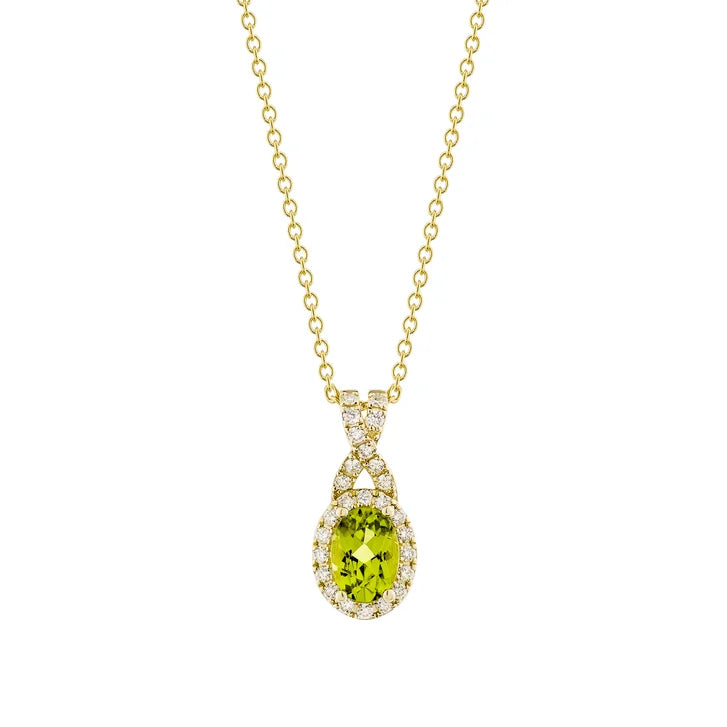 Oval Cut Peridot and Diamond Pendant (0.19 ctw) R2940