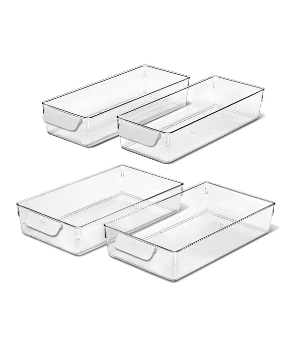 4-Piece Refrigerator Storage Bin Set, Clear J4243