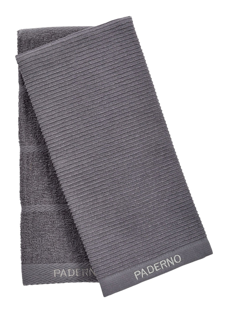 All-Purpose Ribbed Cotton Terry Kitchen Towels, Charcoal, 2-pk N0832