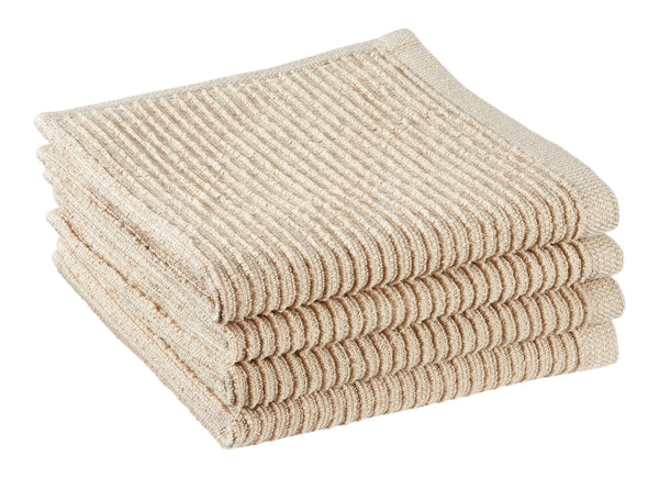 All-Purpose Ribbed Cotton Terry Square Dish Cloths, Beige, 4-pk T7062