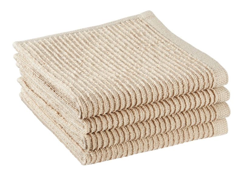 All-Purpose Ribbed Cotton Terry Square Dish Cloths, Beige, 4-pk T7062