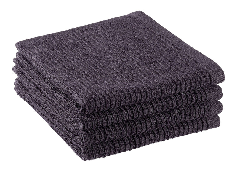 All-Purpose Ribbed Cotton Terry Square Dish Cloths, Black, 4-pk T2106