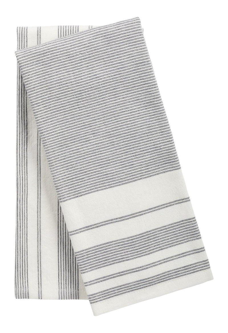 All-Purpose Striped Cotton Terry Kitchen Towels, Grey, 2-pk G839