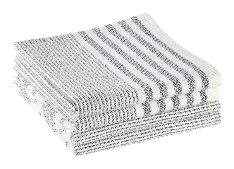 All-Purpose Striped Cotton Terry Square Dish Cloths, Grey, 4-pk I6997