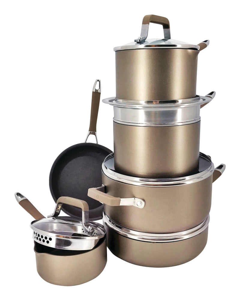 Classic Cookware Set, Non-Stick, PFOA-Free, Oven Safe, Champagne Bronze, 12-pc I2127