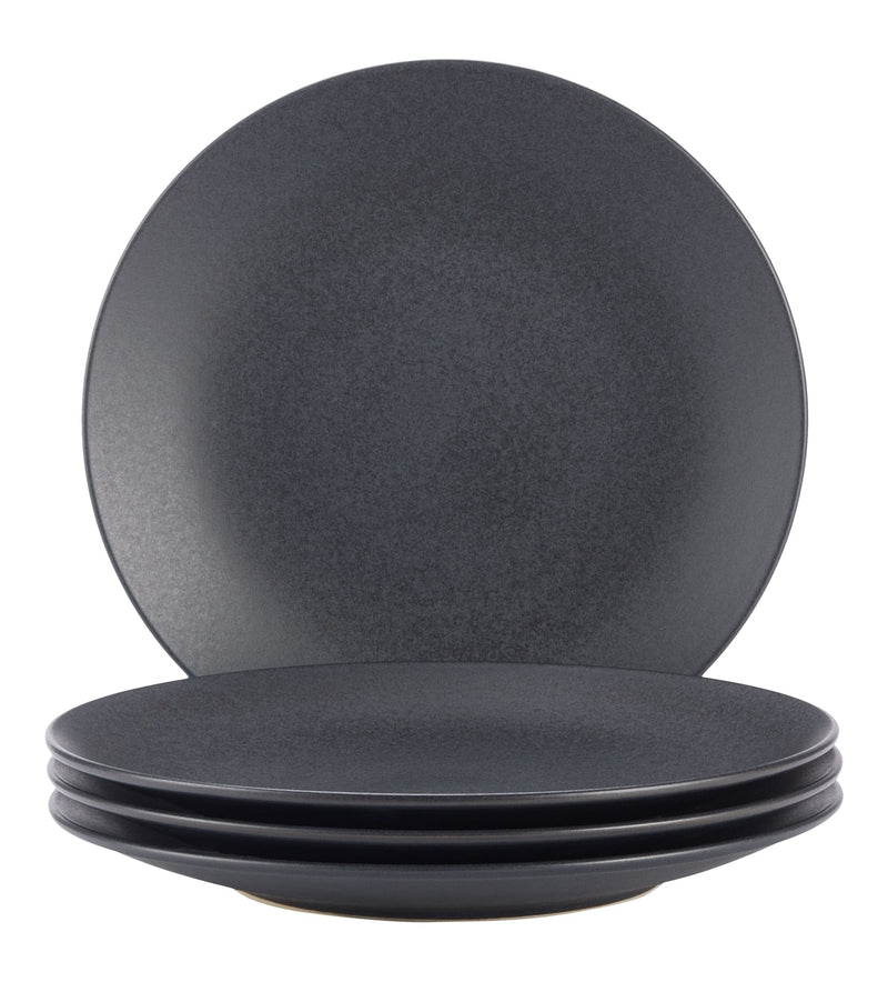 Dorset Stoneware Dinner Plate Set, Black Reactive, 4-pk, Oven Safe I2080