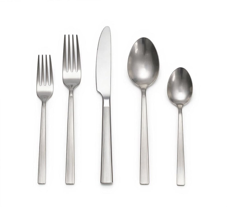 Pinette Refined Rib Mirror Finish Stainless Steel Flatware Set, Serves 12, 60-pc J6026