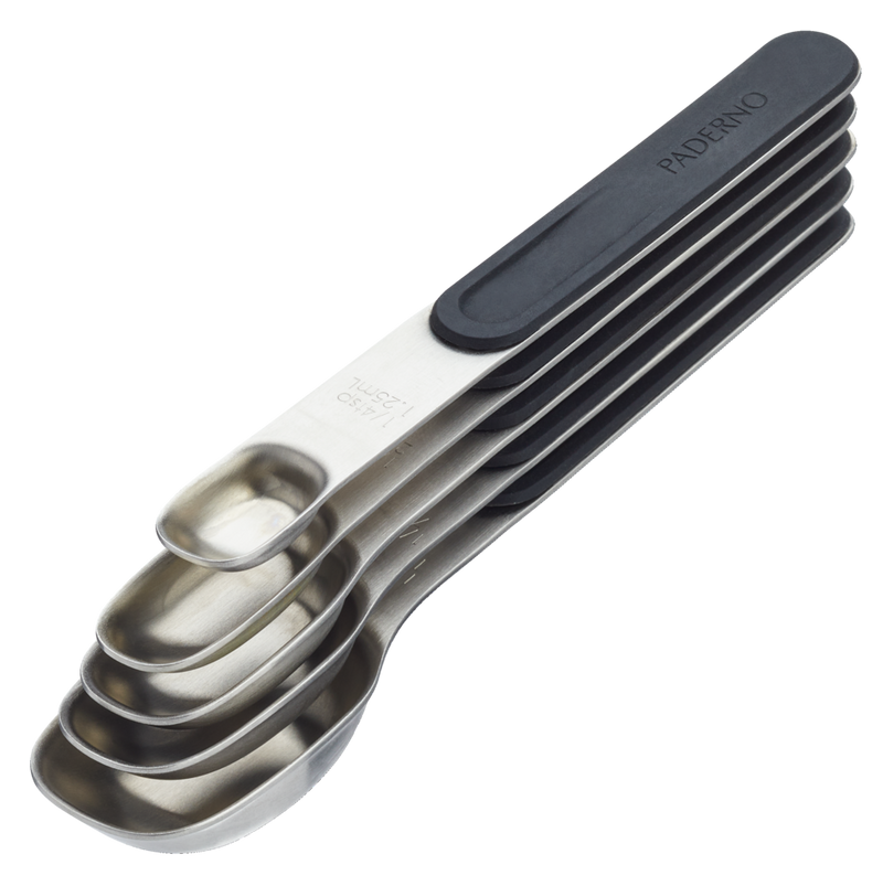 Stainless Steel Measuring Spoons Set with Magnetic Handle, 5-pc H8961