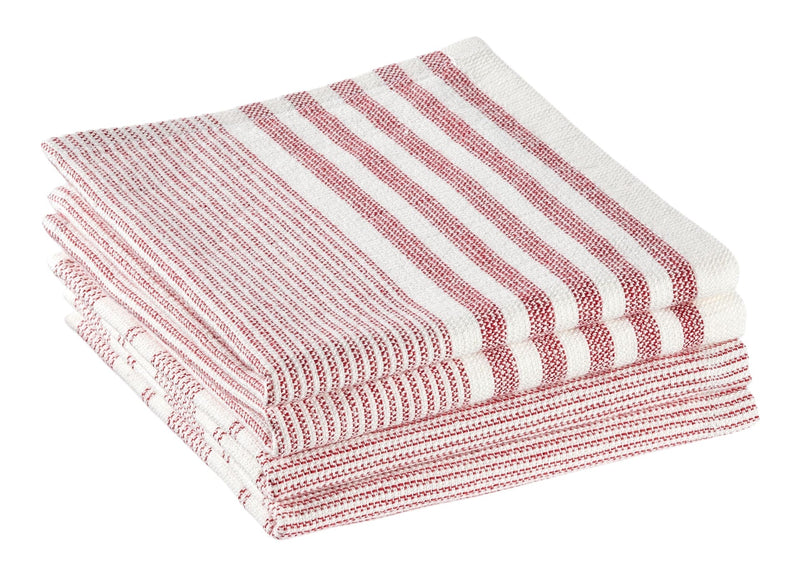 Striped Cotton Terry Square Dish Cloths, Red, 4-pk M9639
