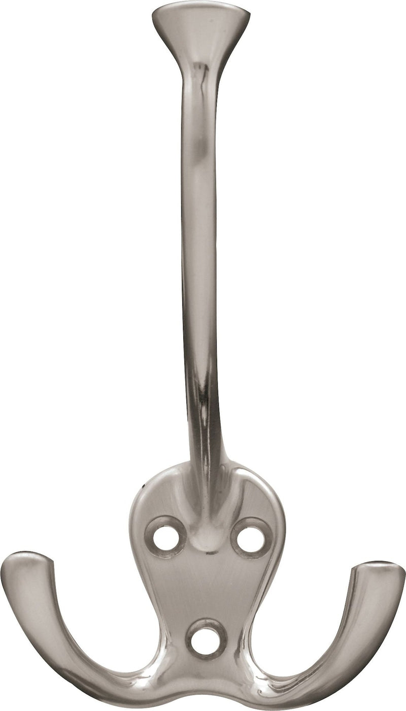 Stainless Steel Single Tri-Hooks, Satin Nickel, 3-pk D9575