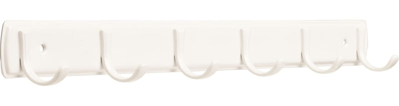 Steel 6-Hook Rail, White, 19-in U4683