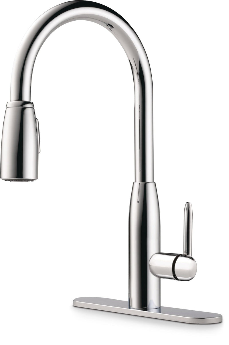 Tunbridge Single Handle High Arc Pull Down Kitchen Faucet, Chrome O2128