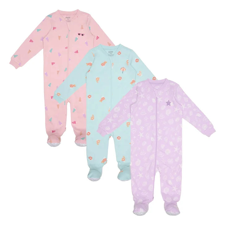 Pekkle Infant Organic Cotton Sleeper, 3-pack E4129