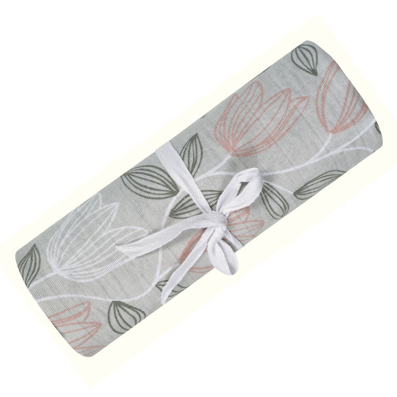 Cotton Muslin Baby Swaddle Blanket, Tulips T6422