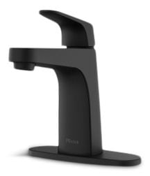 Matlock Single Handle High Arc Single Hole 4-in Centreset Bathroom Sink Faucet, Push & Seal Drain, Matte Black G0717