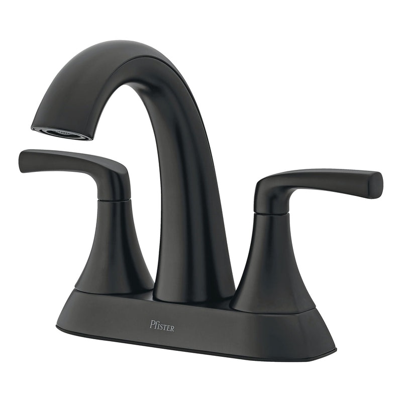 Rancho Double Handle 4-in Centreset Bathroom Sink Faucet Push & Seal Drain, WaterSense Certified, Matte Black V9048