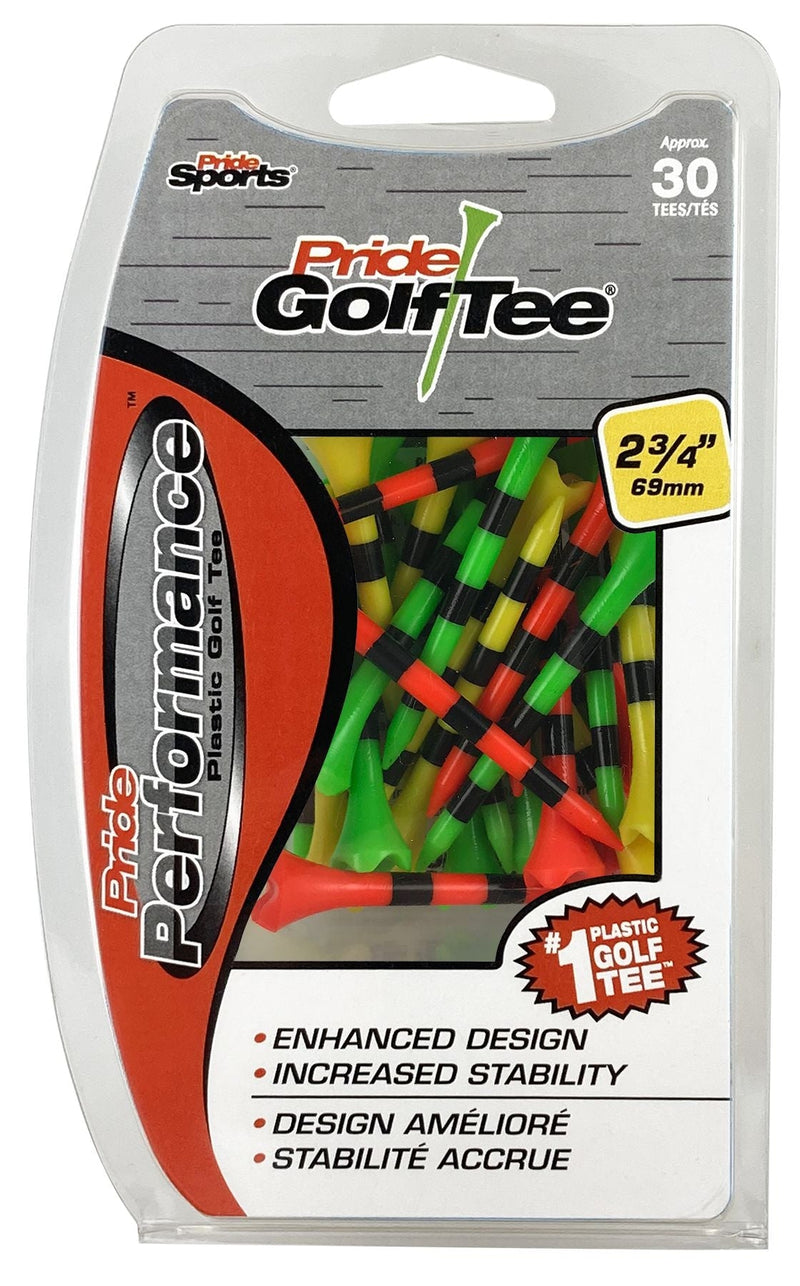Pride Performance Plastic Golf Tee, 2-3/4-in, 30-pk, Fruit Mix/Stripes Assorted Colours R3644