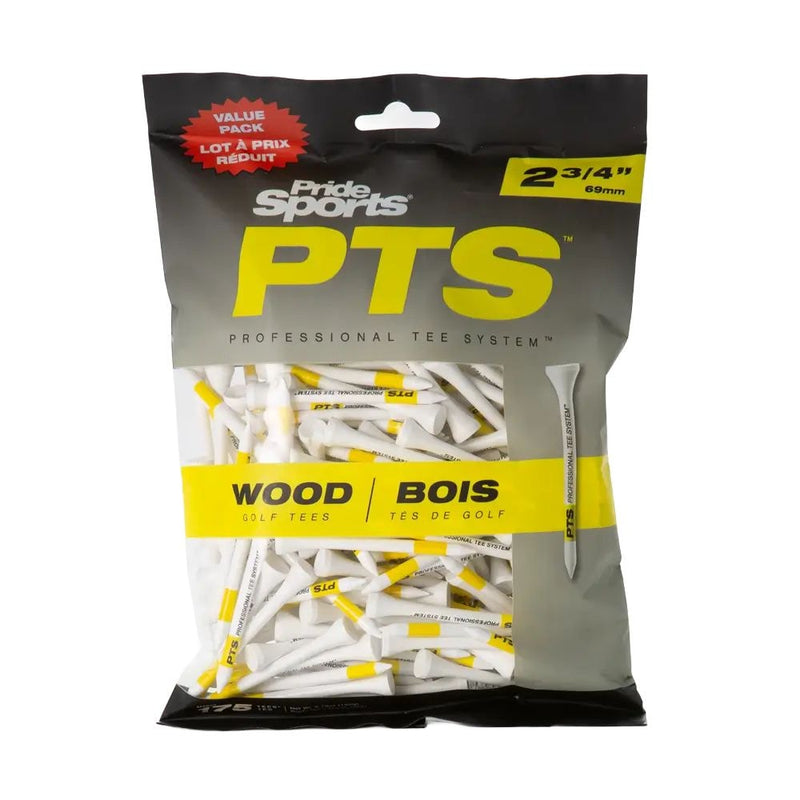 Pride Professional Tee System ProLength Wood Golf Tee, 2-3/4-in Yellow on White, 175-pk U131