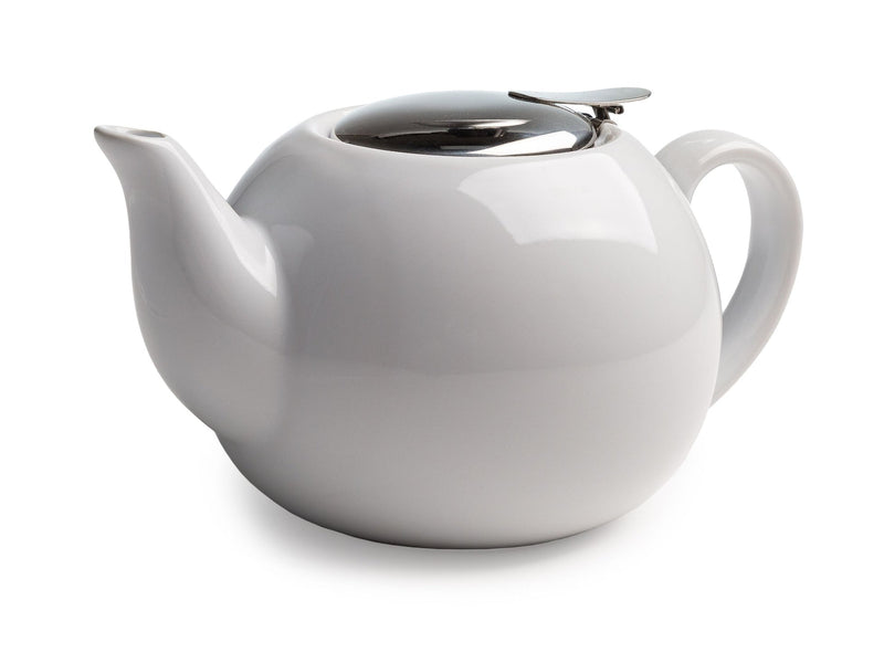 Ceramic Teapot with Stainless Steel Infuser, 0.71-L, White L3416