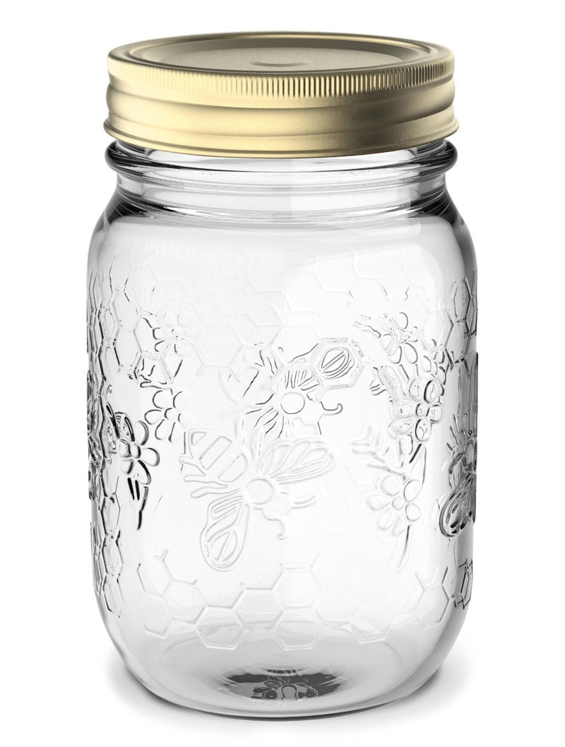 Mason Regular Mouth Honey Bee Canning Jar, 16-oz, 4-pk R4468
