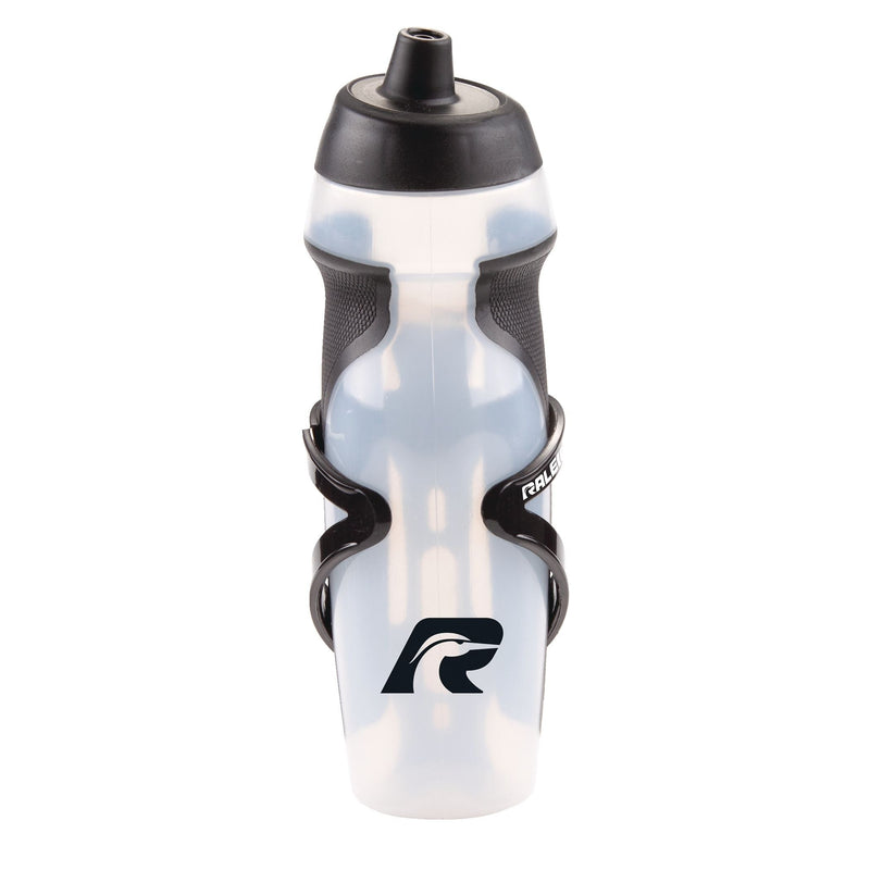 Easy-Squeeze Bike Water Bottle withCage/Holder, Transculent, 20.2-oz Q5045
