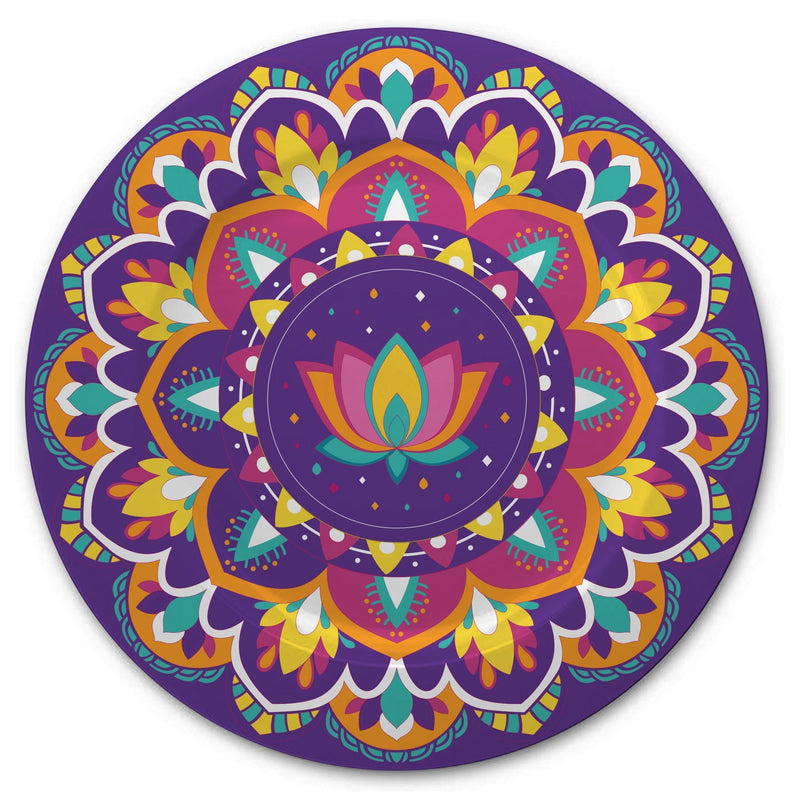 Patterned Plastic Reusable Serving Platter, Multi-Coloured, 13.5-in, for Diwali C4484